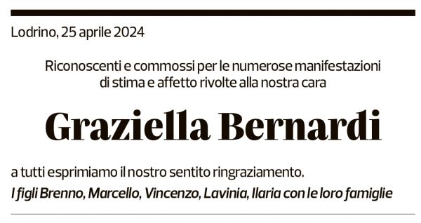 Annuncio funebre Graziella Bernardi