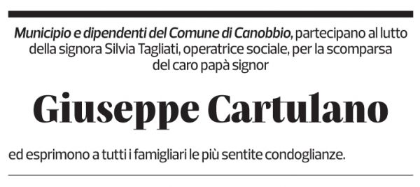 Annuncio funebre Giuseppe Cartulano