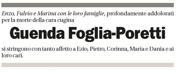 Annuncio funebre Guenda Foglia