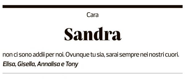 Annuncio funebre Sandra Pereira