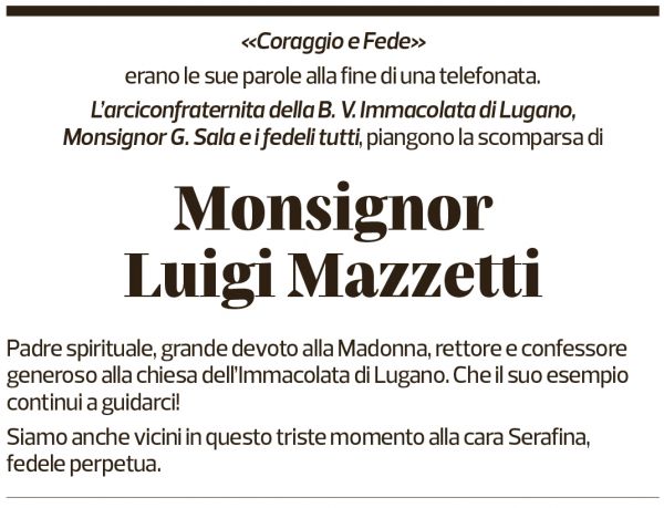 Annuncio funebre Luigi Mazzetti