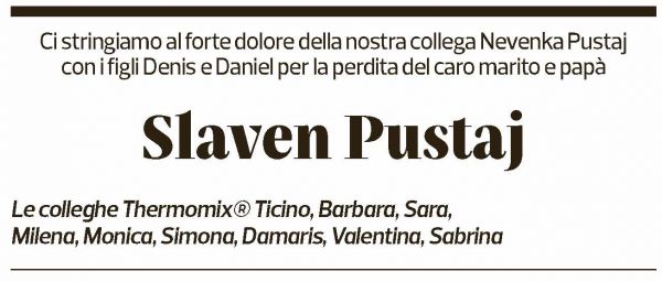Annuncio funebre Slaven Pustaj
