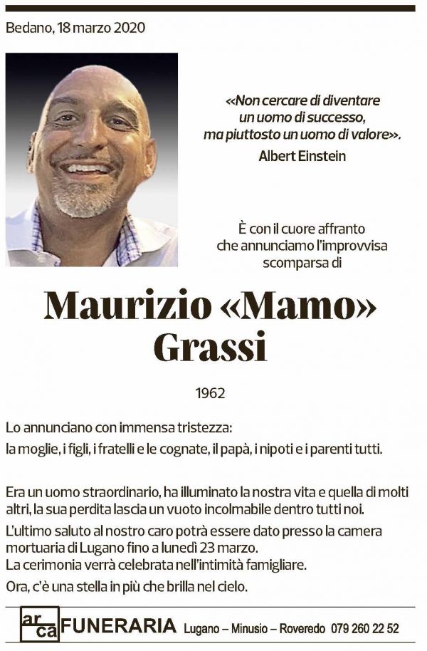 Annuncio funebre Maurizio Grassi