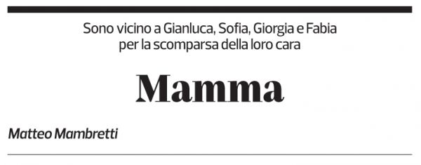 Annuncio funebre Matilde Bonetti Soldati