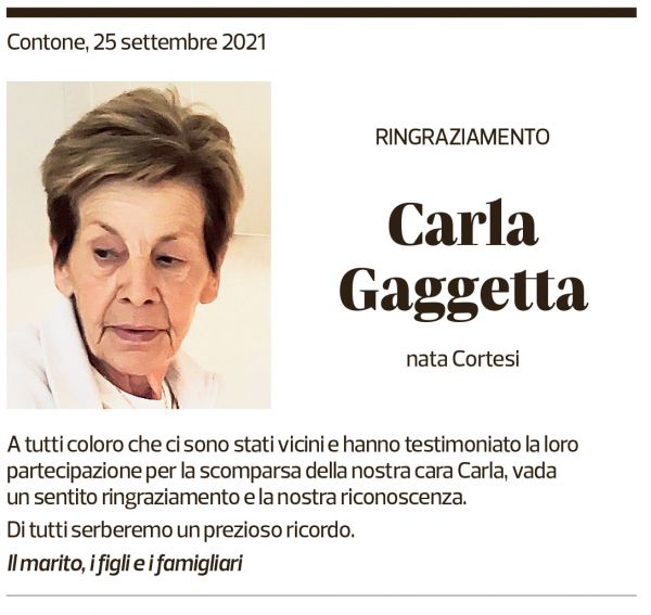 Annuncio funebre Carla Gaggetta