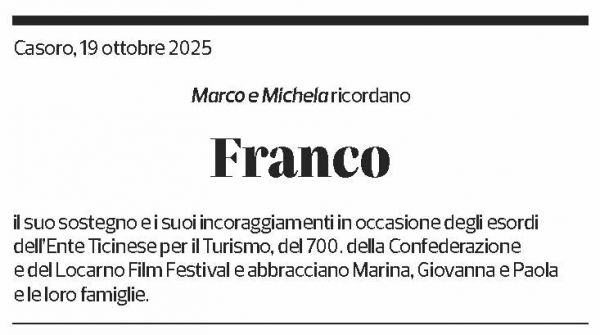 Annuncio funebre Franco Masoni