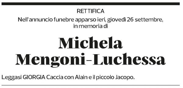 Annuncio funebre Michela Mengoni-luchessa