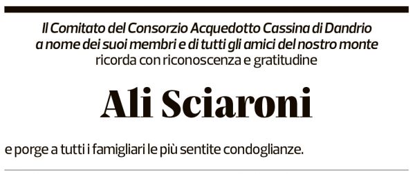 Annuncio funebre Ali Sciaroni