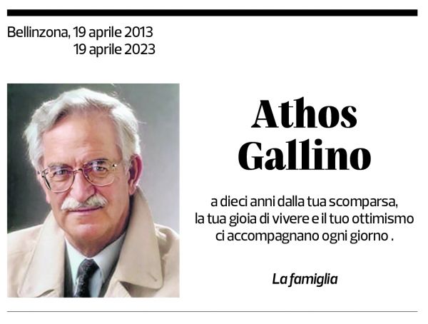 Annuncio funebre Athos Gallino