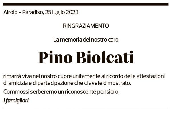 Annuncio funebre Pino Biolcati