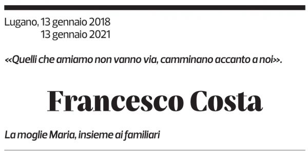 Annuncio funebre Francesco Costa