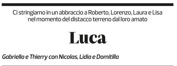 Annuncio funebre Luca Pomari