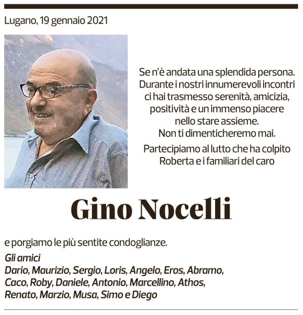 Annuncio funebre Gino Nocelli