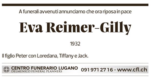 Annuncio funebre Eva Reimer-gilly