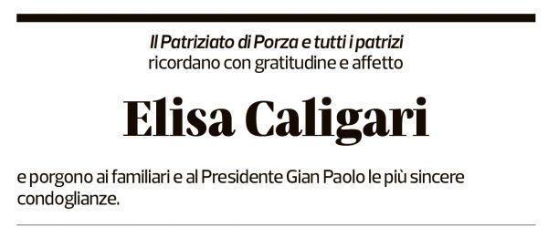 Annuncio funebre Elisa Caligari