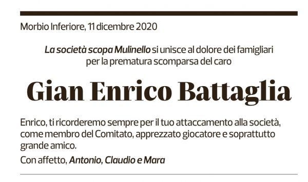Annuncio funebre Gian Enrico Battaglia