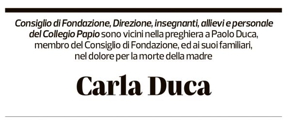 Annuncio funebre Carla Duca