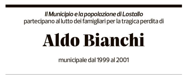 Annuncio funebre Aldo Bianchi