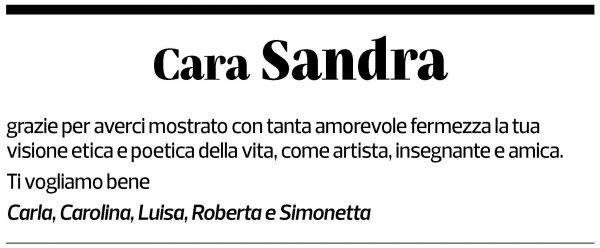 Annuncio funebre Sandra Snozzi