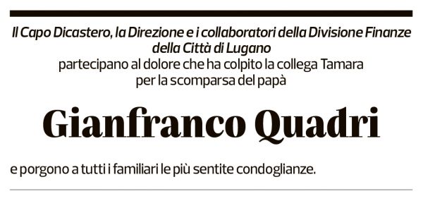 Annuncio funebre Gianfranco Quadri