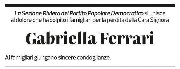Annuncio funebre Gabriella Clelia Antonia Ferrari