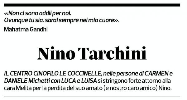 Annuncio funebre Nino Tarchini