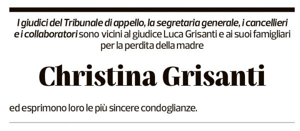 Annuncio funebre Christina Grisanti