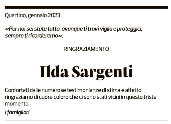 Annuncio funebre Ilda Sargenti