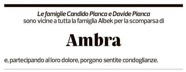 Annuncio funebre Ambra Albek