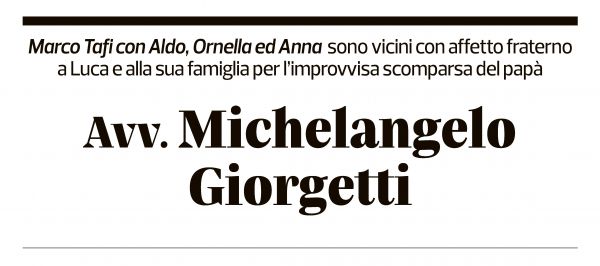 Annuncio funebre Avv. Michelangelo Giorgetti