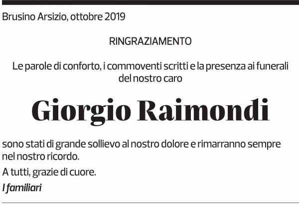 Annuncio funebre Giorgio Raimondi