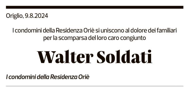 Annuncio funebre Walter Soldati