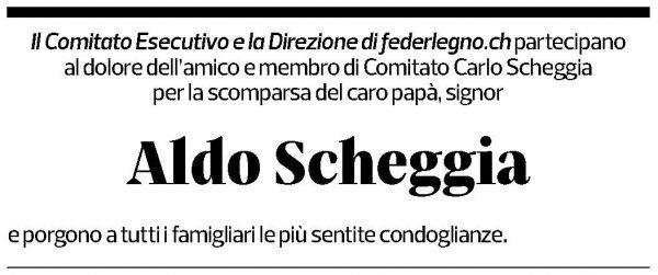 Annuncio funebre Aldo Scheggia