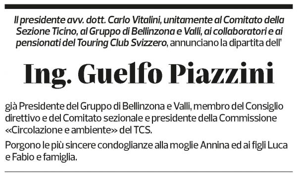 Annuncio funebre Guelfo Piazzini
