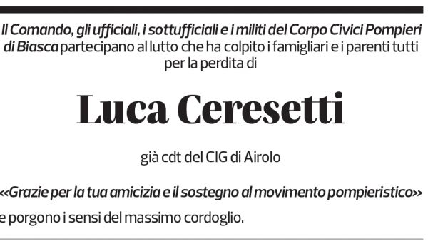 Annuncio funebre Luca Ceresetti