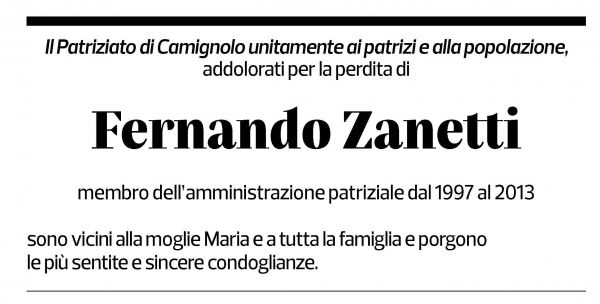 Annuncio funebre Fernando Zanetti