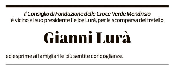 Annuncio funebre Gianni Lurà