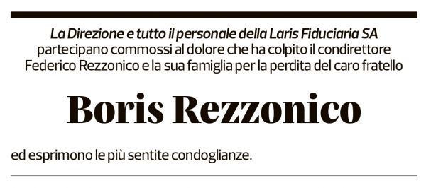 Annuncio funebre Boris Silvio Rezzonico