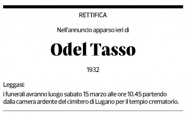 Annuncio funebre Odel Tasso