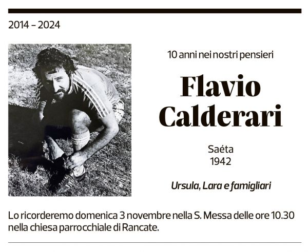 Annuncio funebre Flavio Calderari