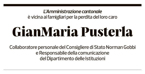Annuncio funebre Gianmaria Pusterla