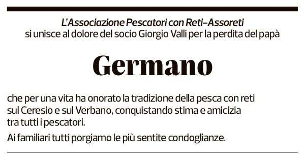 Annuncio funebre Germano Valli