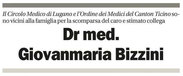 Annuncio funebre Giovanmaria Bizzini