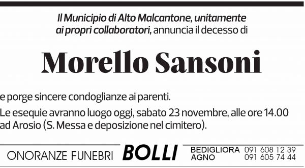 Annuncio funebre Morello Sansoni