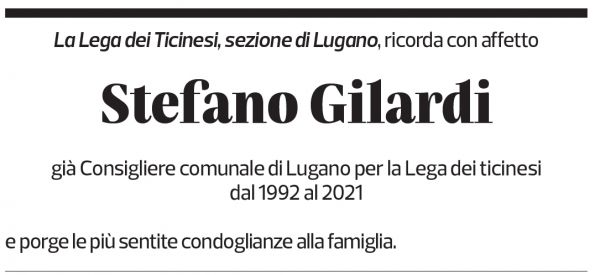 Annuncio funebre Stefano Gilardi