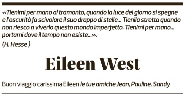 Annuncio funebre Eileen West