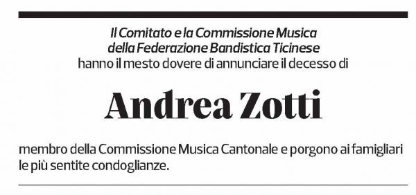 Annuncio funebre Andrea Zotti