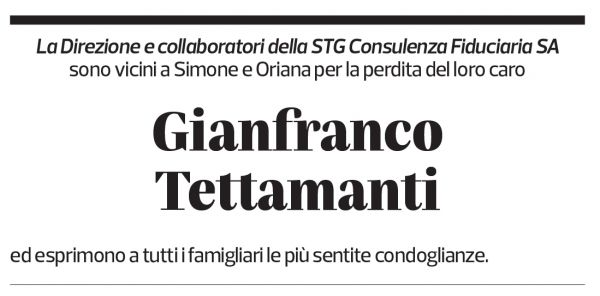 Annuncio funebre Gianfranco Tettamanti