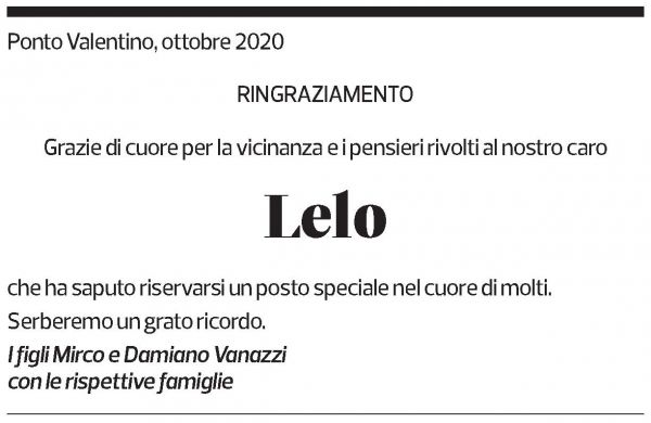 Annuncio funebre Aurelio Vanazzi