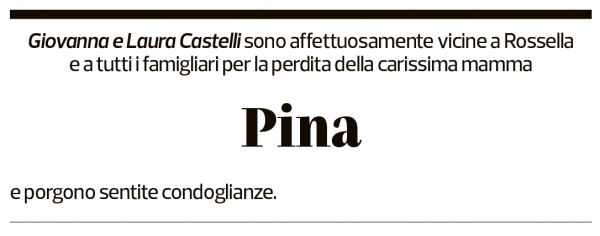 Annuncio funebre Pina Wichser